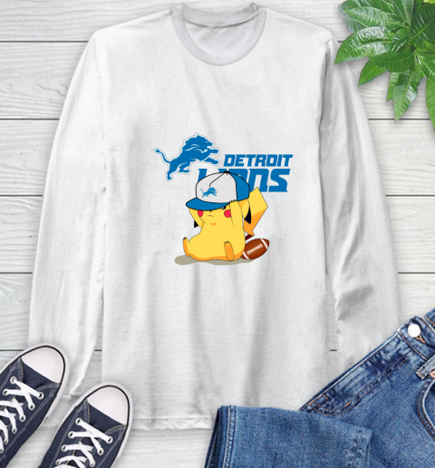 NFL Pikachu Football Sports Detroit Lions Long Sleeve T-Shirt