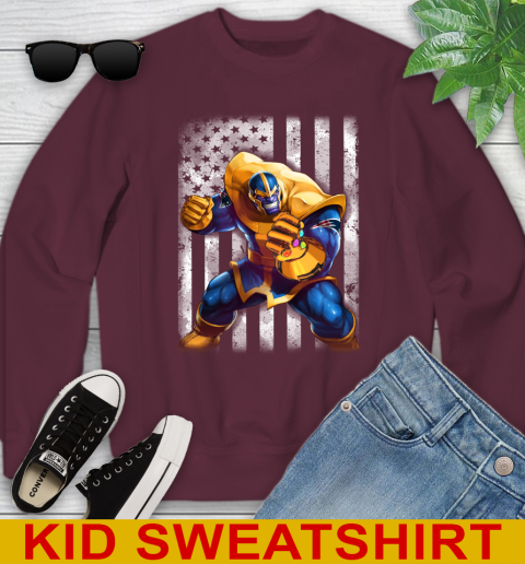NFL Football New England Patriots Thanos Marvel American Flag Shirt Youth Sweatshirt 4