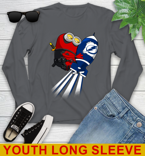 NHL Hockey Tampa Bay Lightning Deadpool Minion Marvel Shirt Youth Long Sleeve 9