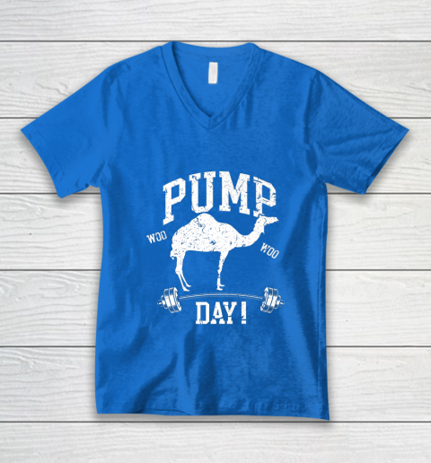 Funny Pump Day Hump Day Camel Weight Lifting Training Gym V-Neck T-Shirt - Image 6
