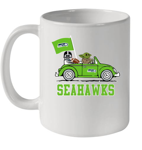 NFL Football Seattle Seahawks Darth Vader Baby Yoda Driving Star Wars Shirt Ceramic Mug 11oz