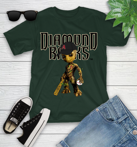 MLB Arizona Diamondbacks Groot Guardians Of The Galaxy Baseball Youth T-Shirt 5
