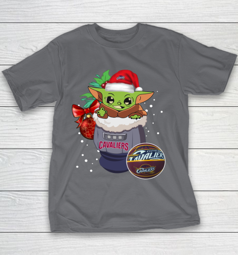 Cleveland Cavaliers Christmas Baby Yoda Star Wars Funny Happy NBA Youth T-Shirt 7