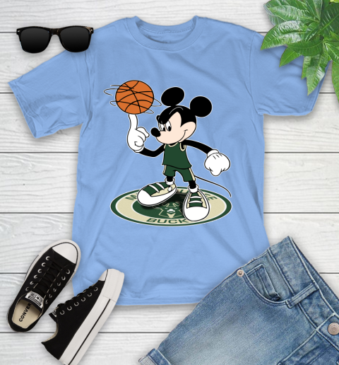 NBA Basketball Milwaukee Bucks Cheerful Mickey Disney Shirt Youth T-Shirt 11