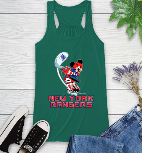 NHL Hockey New York Rangers Cheerful Mickey Mouse Shirt Racerback Tank 7