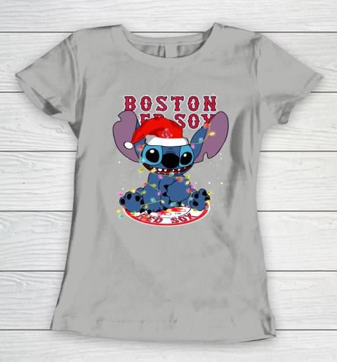 Boston Red Sox MLB noel stitch Baseball Christmas Women's T-Shirt 8