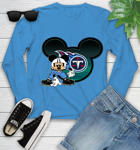 NFL Tennessee Titans Mickey Mouse Disney Football T Shirt Youth Long Sleeve 7