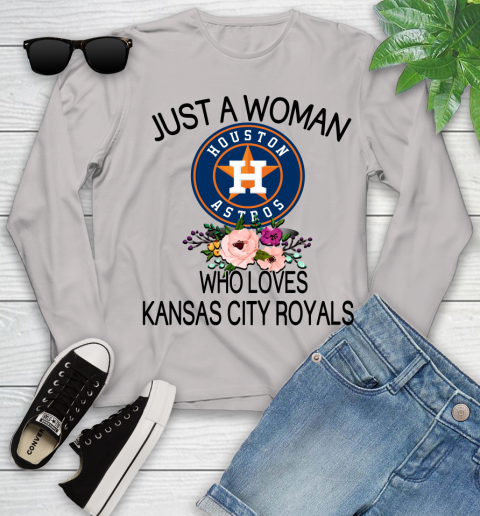 MLB Just A Woman Who Loves Kansas City Royals Baseball Sports Youth Long Sleeve 9