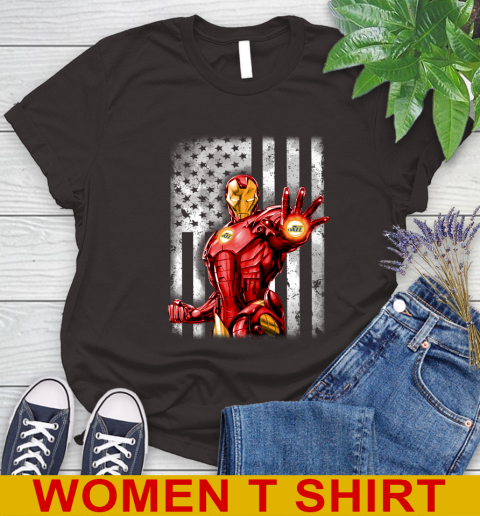 Utah Jazz NBA Basketball Iron Man Avengers American Flag Shirt Women's T-Shirt 9