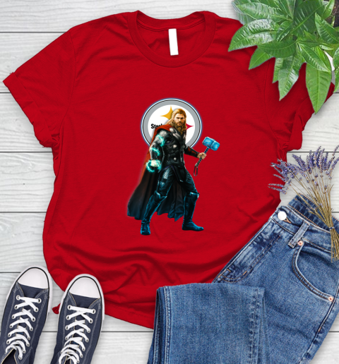 NFL Thor Avengers Endgame Football Pittsburgh Steelers Women's T-Shirt 9
