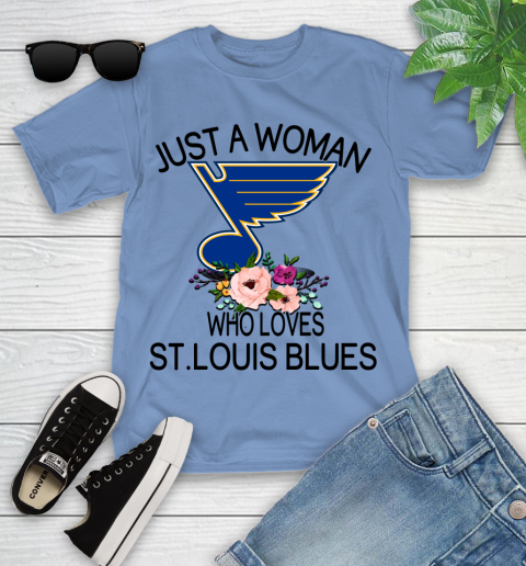 NHL Just A Woman Who Loves St.Louis Blues Hockey Sports Youth T-Shirt 9