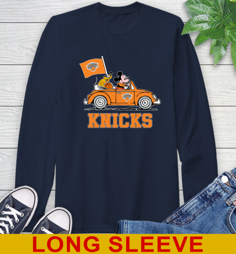 NBA Basketball New York Knicks Pluto Mickey Driving Disney Shirt Long Sleeve T-Shirt 4