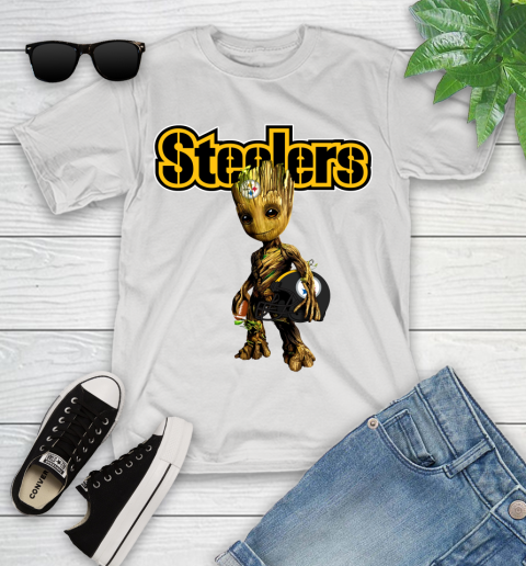 Pittsburgh Steelers NFL Football Groot Marvel Guardians Of The Galaxy Youth T-Shirt