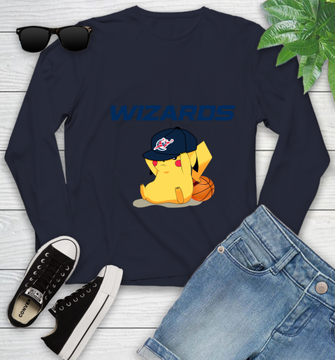 NBA Pikachu Basketball Sports Washington Wizards Youth Long Sleeve 3