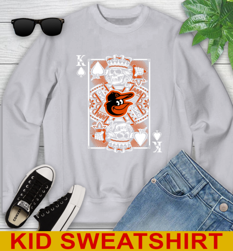 Baltimore Orioles MLB Baseball The King Of Spades Death Cards Shirt Youth Sweatshirt - Image 4