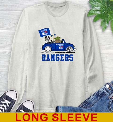 NHL Hockey New York Rangers Darth Vader Baby Yoda Driving Star Wars Shirt Long Sleeve T-Shirt 12