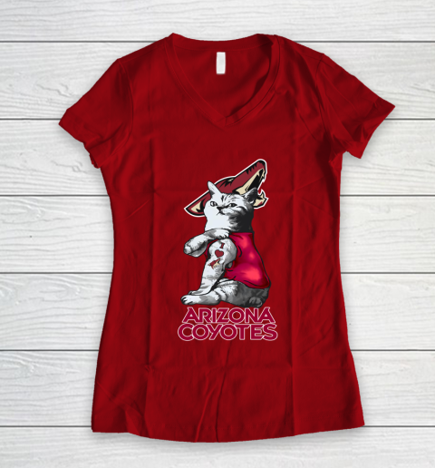 NHL My Cat Loves Arizona Coyotes Hockey Women's V-Neck T-Shirt 8