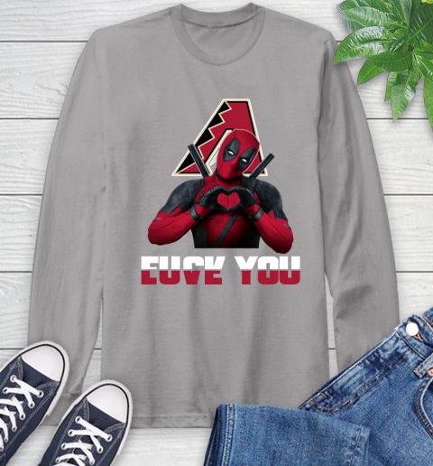 MLB Arizona Diamondbacks Deadpool Love You Fuck You Baseball Sports Long Sleeve T-Shirt 6