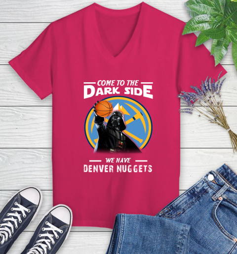 NBA Come To The Dark Side We Have Denver Nuggets Star Wars Darth Vader Basketball Women's V-Neck T-Shirt 9