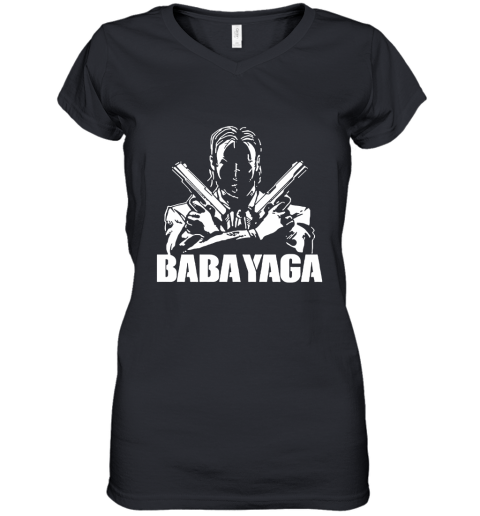 Shadow John Wick Dual Handguns The Babayaga Women's V-Neck T-Shirt