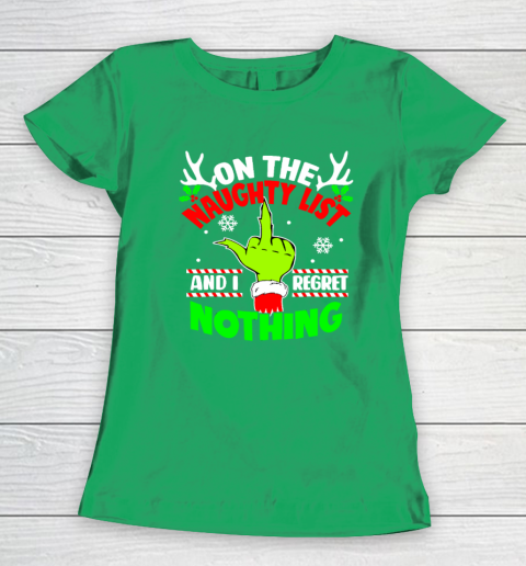 Funny On The List Of Naughty And I Regret Nothing Christmas Women's T-Shirt 4