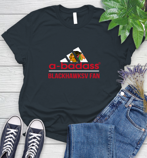 NHL A Badass Chicago Blackhawks Fan Adidas Hockey Sports Women's T-Shirt 8