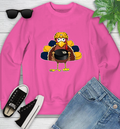Nashville Predators Turkey Thanksgiving Day Youth Sweatshirt 7