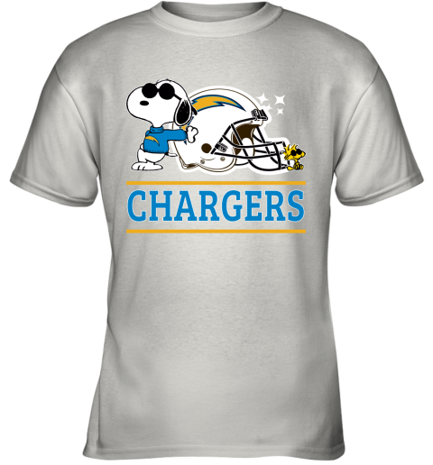 The Los Angeles Chargers Joe Cool And Woodstock Snoopy Mashup Youth T-Shirt