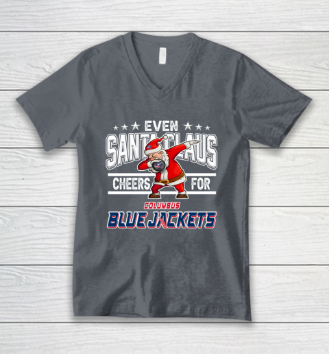 Columbus Blue Jackets Even Santa Claus Cheers For Christmas NHL V-Neck T-Shirt 4