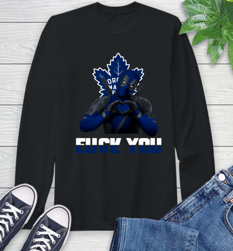 NHL Toronto Maple Leafs Deadpool Love You Fuck You Hockey Sports Long Sleeve T-Shirt