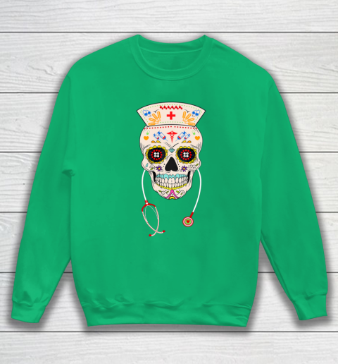 Nurse Sugar Skull Shirt Halloween Day Of The Dead Dia De Los Sweatshirt 5