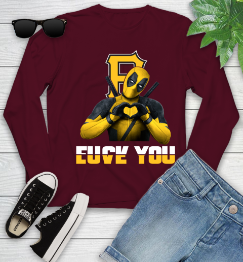 MLB Pittsburgh Pirates Deadpool Love You Fuck You Baseball Sports Youth Long Sleeve 6