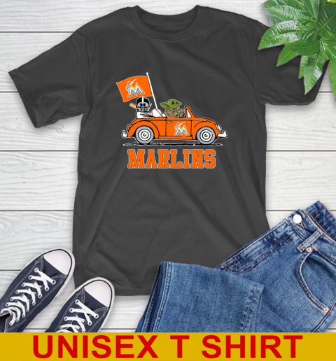 MLB Baseball Miami Marlins Darth Vader Baby Yoda Driving Star Wars Shirt T-Shirt 2