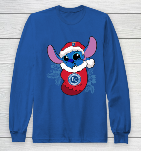 Kansas City Royals Christmas Stitch In The Sock Funny Disney MLB Long Sleeve T-Shirt 9