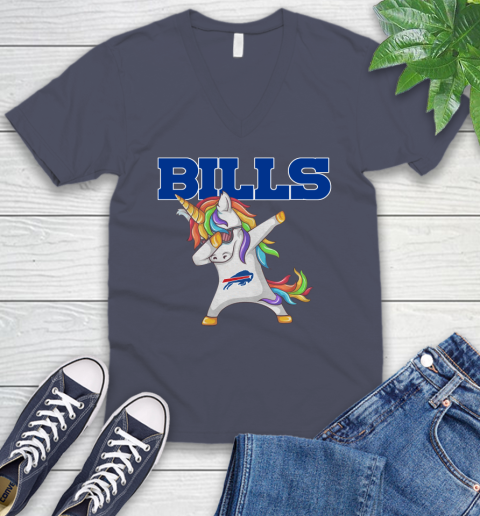 Buffalo Bills NFL Football Funny Unicorn Dabbing Sports V-Neck T-Shirt 9