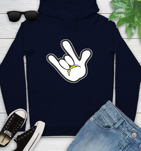 San Diego Chargers NFL Football Mickey Rock Hand Disney Youth Hoodie 4