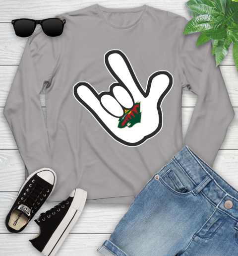 Minnesota Wild NHL Hockey Mickey Rock Hand Disney Youth Long Sleeve 5