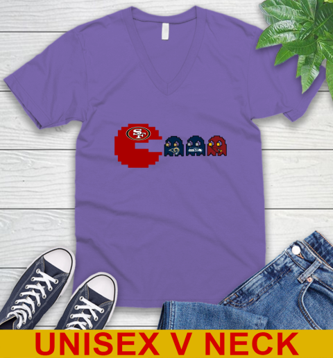 San Francisco 49ers NFL Football Pac Man Champion V-Neck T-Shirt 9