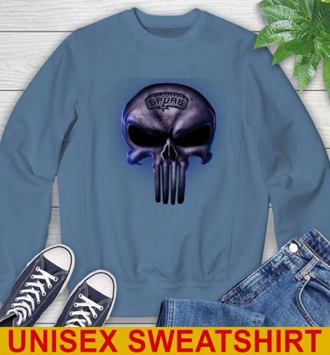 San Antonio Spurs NBA Basketball Punisher Skull Sports Sweatshirt - Image 11