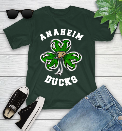 NHL Anaheim Ducks Three Leaf Clover St Patrick's Day Hockey Sports Youth T-Shirt 5
