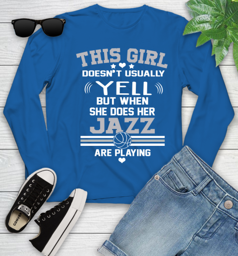 Utah Jazz NBA Basketball I Yell When My Team Is Playing Youth Long Sleeve 10