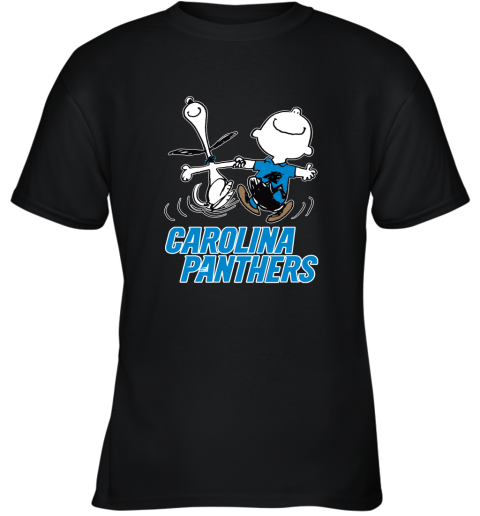 Snoopy And Charlie Brown Happy Carolina Panthers Fans Youth T-Shirt