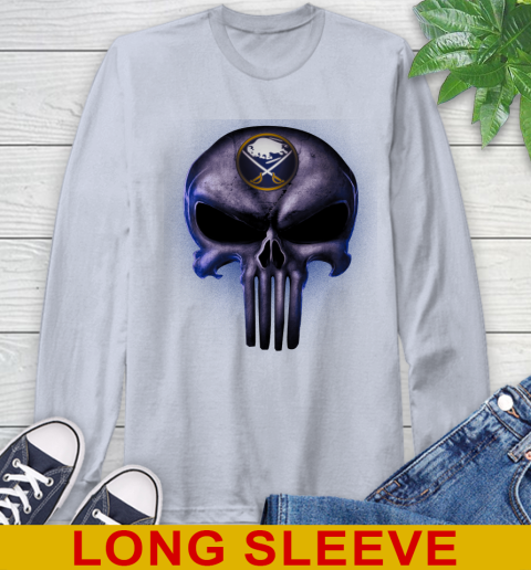 Buffalo Sabres NHL Hockey Punisher Skull Sports Long Sleeve T-Shirt 6