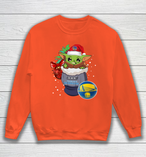 Golden State Warriors Christmas Baby Yoda Star Wars Funny Happy NBA Sweatshirt 4