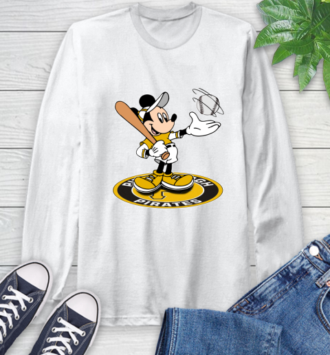 MLB Baseball Pittsburgh Pirates Cheerful Mickey Disney Shirt Long Sleeve T-Shirt 2