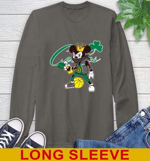 Boston Celtics NBA Basketball Mickey Peace Sign Sports Long Sleeve T-Shirt 8