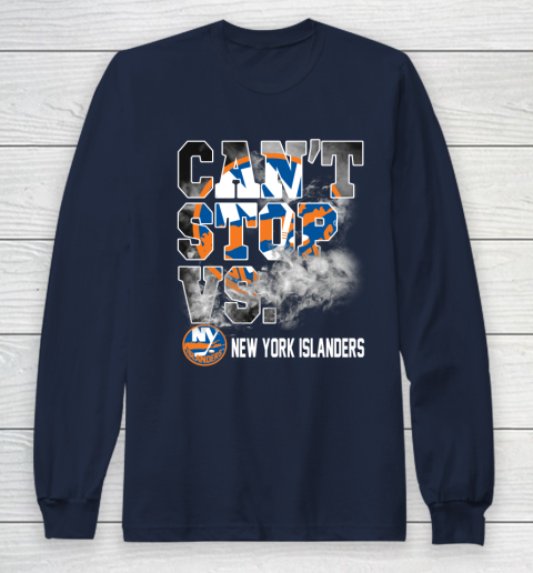 NHL New York Islanders Hockey Can't Stop Vs Long Sleeve T-Shirt 3 NHL New York Islanders Hockey Can't Stop Vs Long Sleeve T-Shirt - Image 3