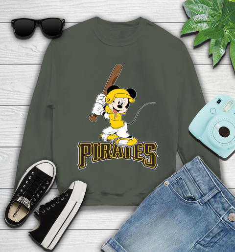 MLB Baseball Pittsburgh Pirates Cheerful Mickey Mouse Shirt Youth Sweatshirt 9