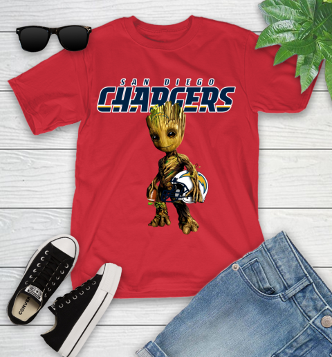 Los Angeles Chargers NFL Football Groot Marvel Guardians Of The Galaxy Youth T-Shirt 10