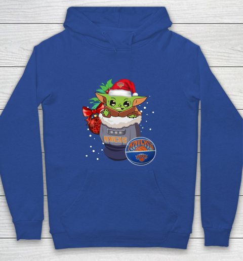 New York Knicks Christmas Baby Yoda Star Wars Funny Happy NBA Youth Hoodie 8